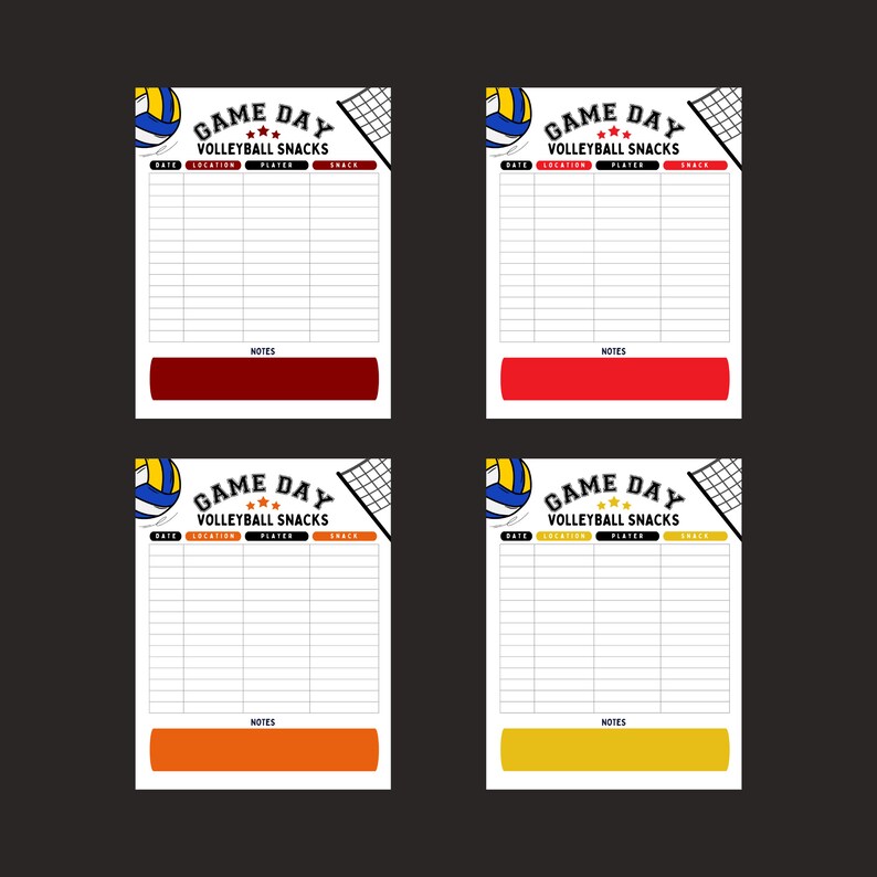 Volleyball Team Snack Sign up Sheet, Team Snack Volunteer Sheet, Parent ...