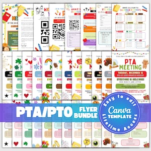 PTO PTA Flyer Template Bundle School Recruitment, Newsletter, Meeting (Canva, Digital Download)