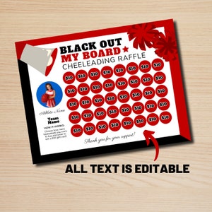 Cheerleading Raffle Board Fundraiser, Pick a Date Team Donation ...