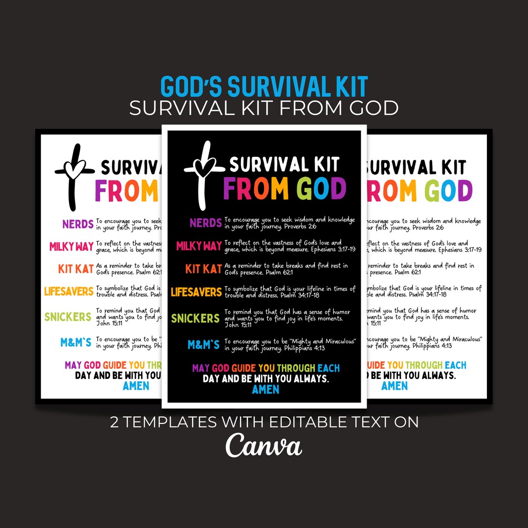 Editable Gods Survival Kit Church Tag Survival Kit From God Etsy