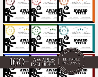 Editable Wrestling Awards Template, Custom Wrestling Award Certificates, Wrestling Team Gift for Team Coach, Printable Digital Canva