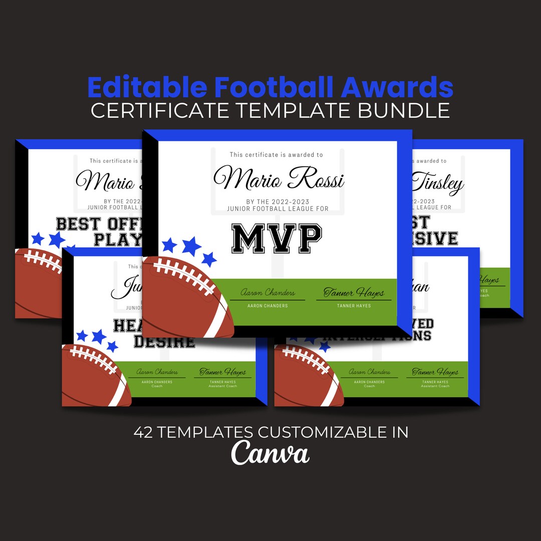 Editable Football Awards Bundle, Football Award Certificate, Team Party