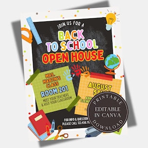 Editable Back to School Open House Flyer Printable Back to School Sign Start of the Year School Fundraiser Poster PTO PTA Flyer