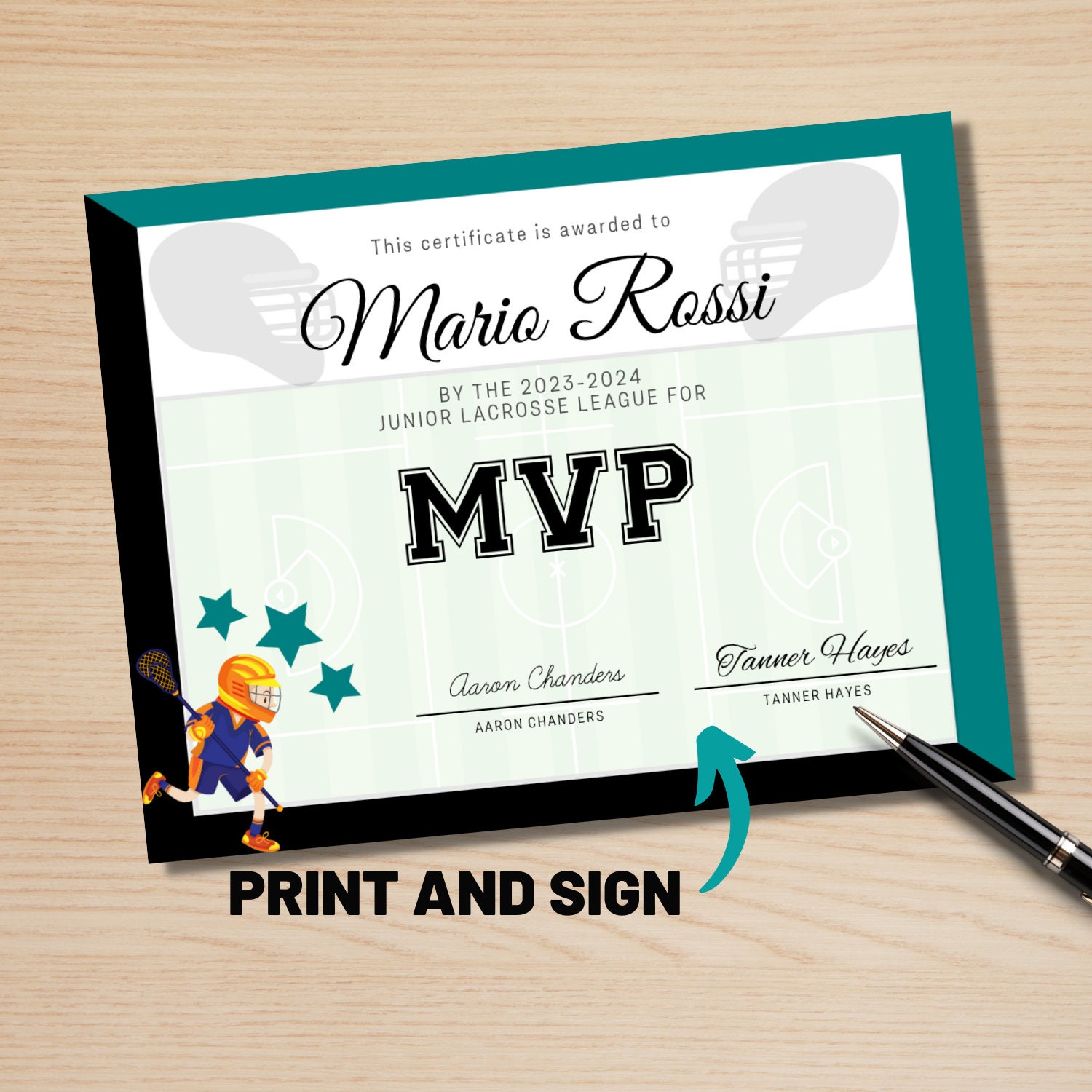 Editable Lacrosse Award Certificate Bundle Canva Template Etsy