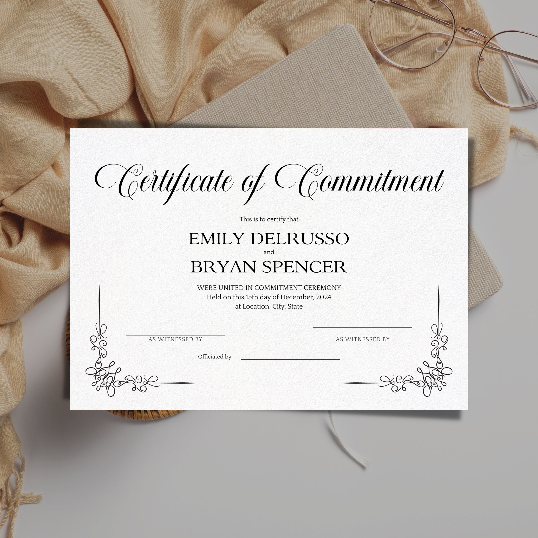 Printable Commitment Certificate Template Certificate of - Etsy