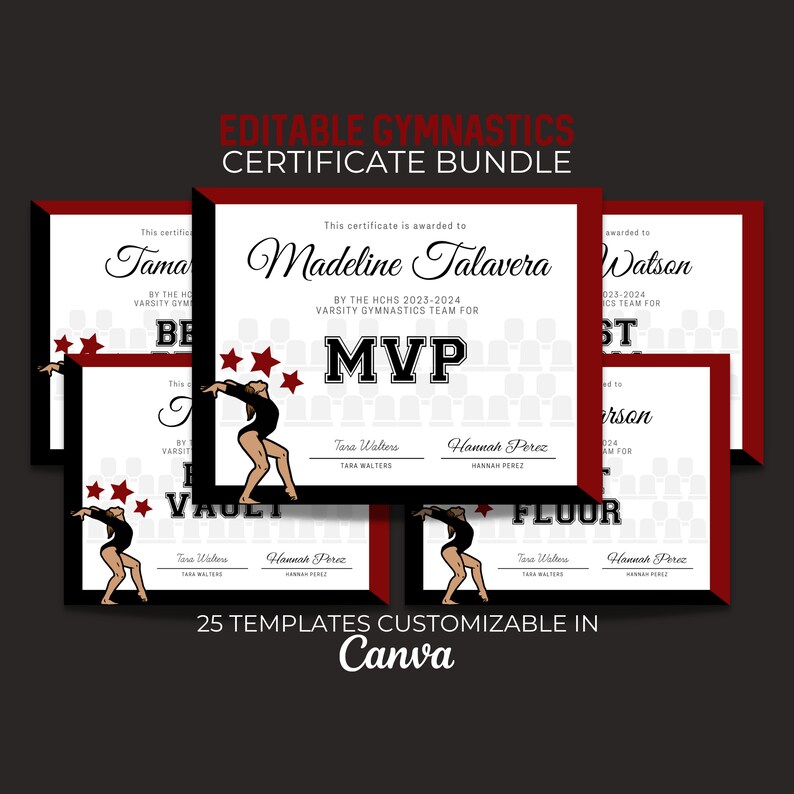 Editable Gymnastics Certificate Bundle Printable Gymnast Etsy