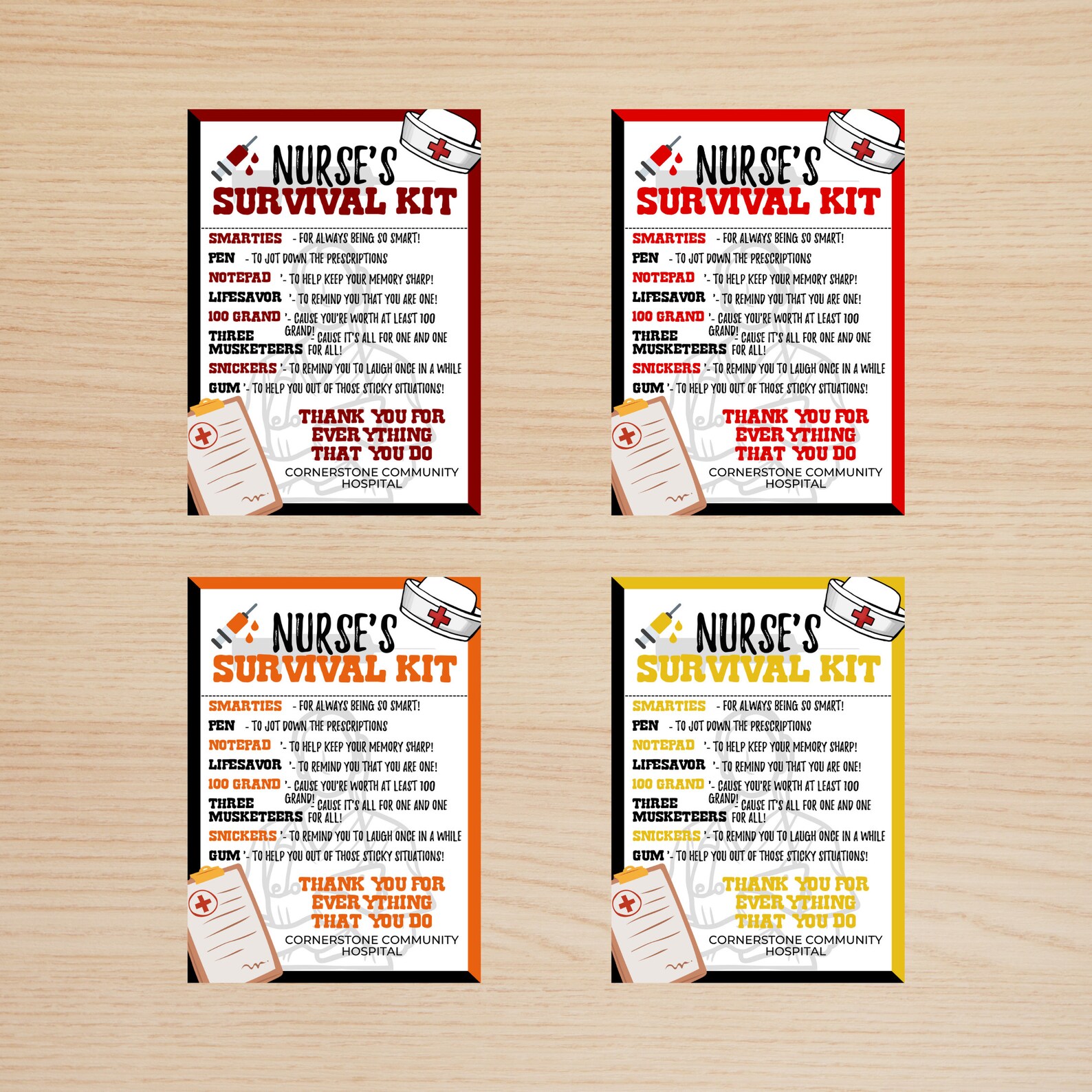 Nurse Survival Kit Team Survival Kit Printable Template Bundle ...