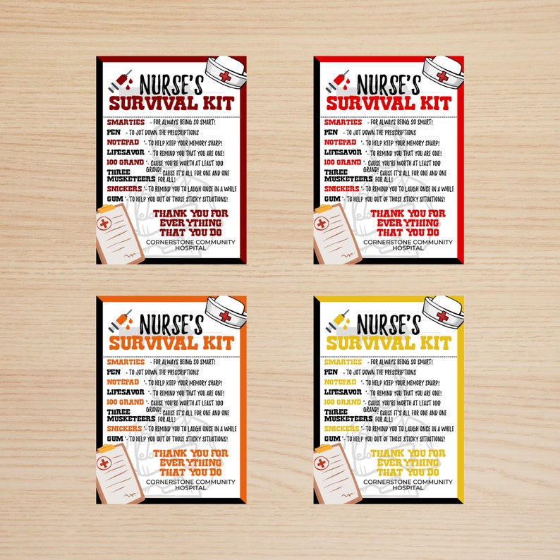 Nurse Survival Kit Team Survival Kit Printable Editable Canva - Etsy