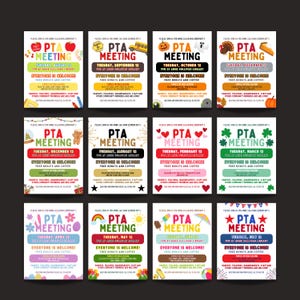 Editable Seasonal PTA PTO Meetings Flyer Bundle Template Printable ...