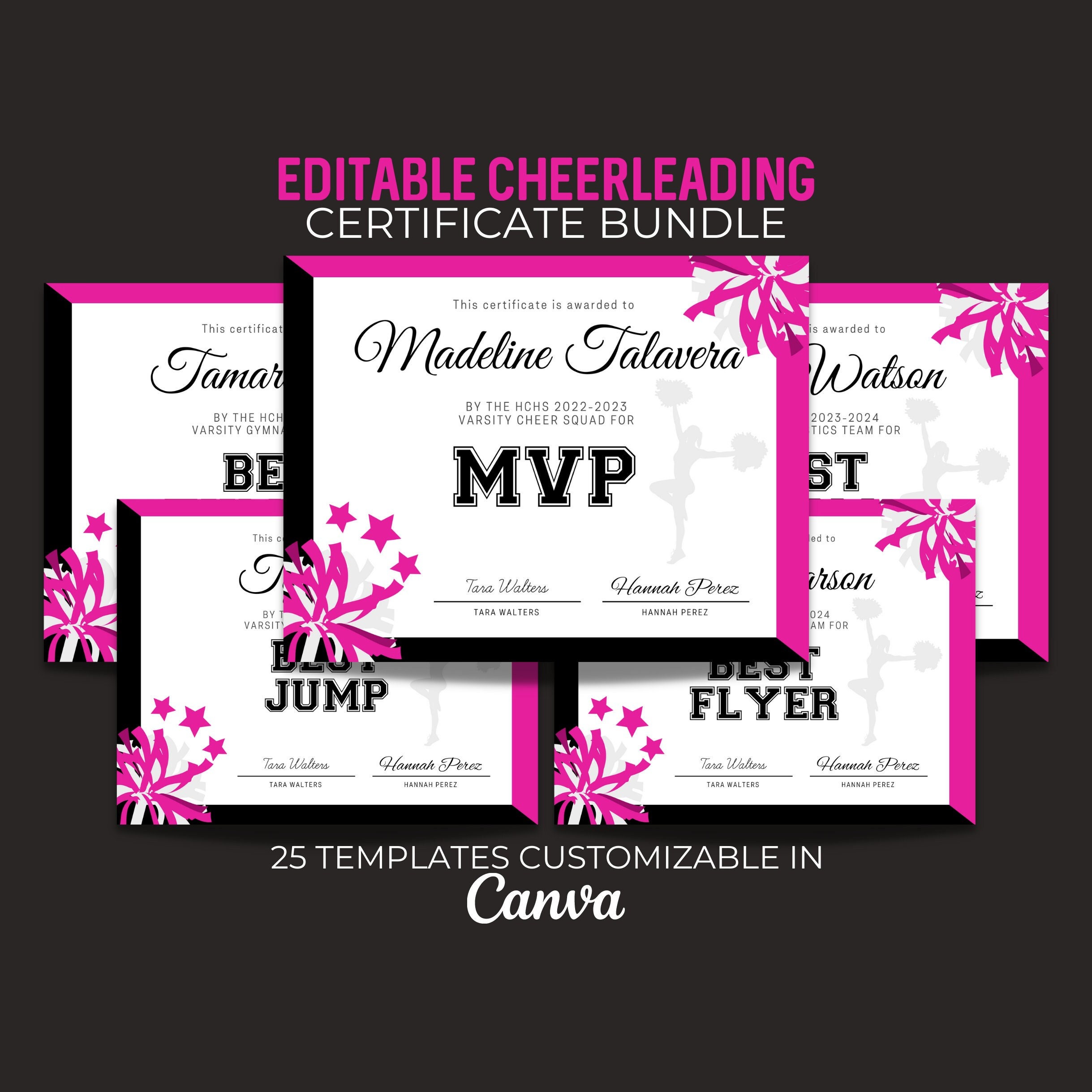 Editable Cheerleading Certificate Cheer Squad Awards Etsy