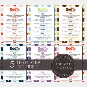 Editable GODs Survival Kit Church Tag Survival Kit from God Christian Survival Kit Prayer Survival Kit Canva Template