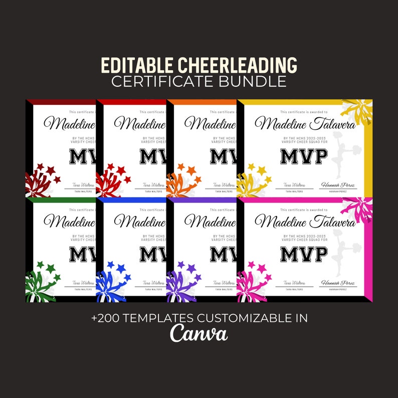 Editable Cheerleading Certificate Cheer Squad Awards Etsy