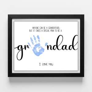 Huella de mano de abuelo editable, arte, manualidad, regalo para el Día del Padre, regalo de cumpleaños para abuelo, tarjeta DIY para bebés y niños, manualidad para niños pequeños en edad preescolar
