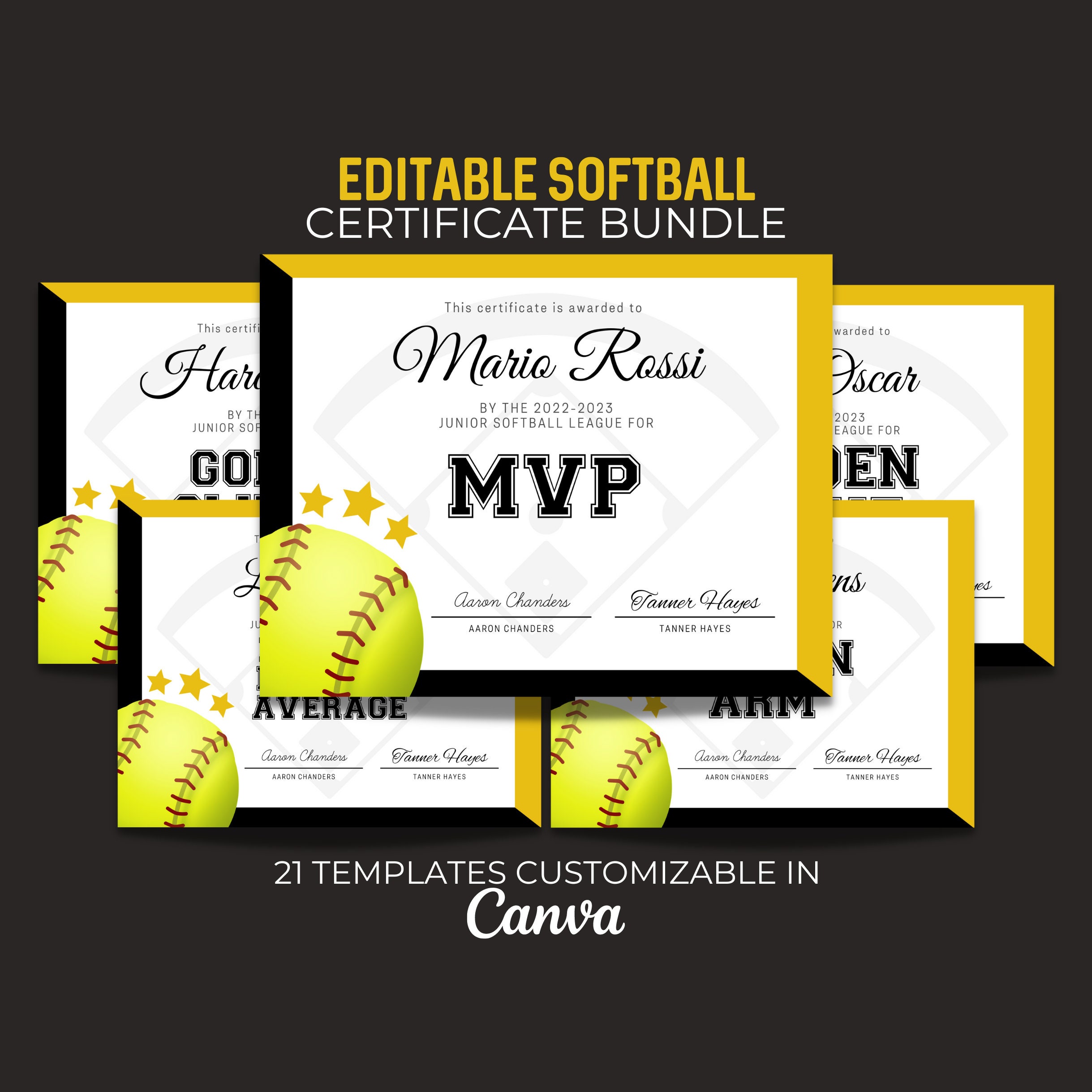 Softball Certificate Templates