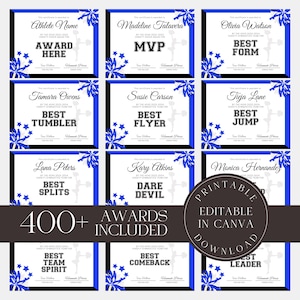 Gepersonaliseerde cheer-awards | Certificaatsjabloon cheerleading | Bewerkbare Cheer Superlatives Appreciation Awards | Aangepaste eindejaarsprijzen