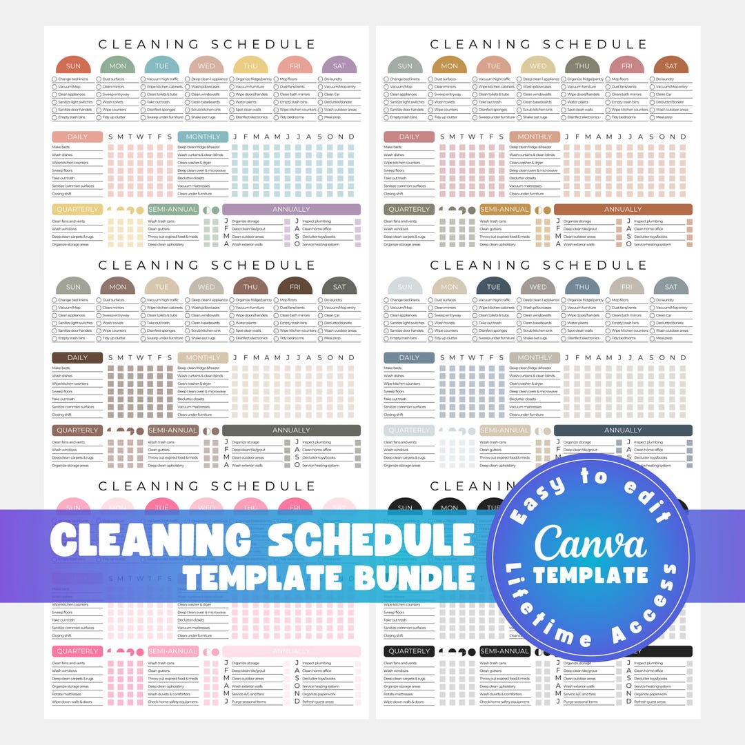 Editable Cleaning Planner Household Chore Chart Canva Template (digital ...