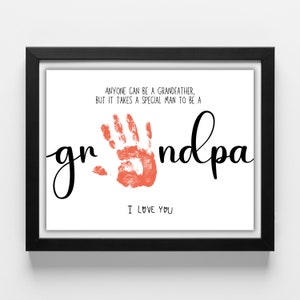 Huella de mano de abuelo, arte, artesanía, regalo del Día del Padre, regalo de cumpleaños para abuelo, tarjeta DIY para bebés y niños, manualidad para niños pequeños en edad preescolar