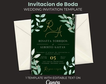 Invitaciones De Boda Editable en Español, Invitaciones Para Editar e Imprimir, Editable Spanish Wedding Invitation, Spanish Party Invite