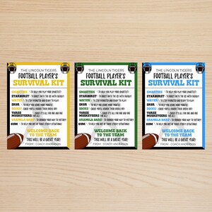 Football Survival Kit Team Survival Kit Printable Template Bundle ...