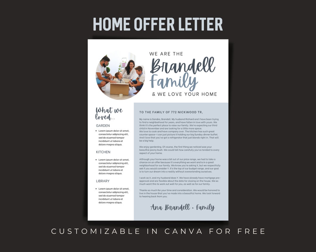 Home Offer Letter Template for Canva Boho We Love Your Home Offer Home Offer Letter Template for Canva Boho We Love Your Home Offer