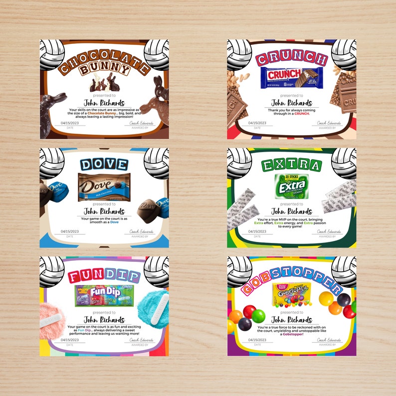 End of Season Volleyball Candy Bar Awards Bundle Editable Etsy