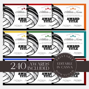 Editable Volleyball Awards Bundle Volleyball Certificates Printable Team Party Certificates Volleyball Participation