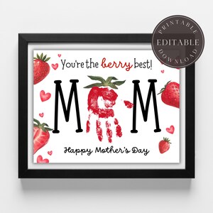 Lavoretto per la festa della mamma, lavoretto con le impronte delle mani stampabili, lavoretto con le impronte delle mani Berry Much, lavoretto per bambini, regalo per la mamma, ricordo per la mamma, biglietto fai da te