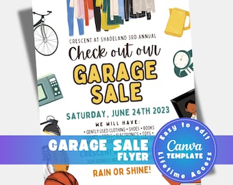 Editable Yard Sale Flyer Garage Sale Flyer Neighborhood Yard Sale Summer Rummage Sale Garage Sale Template Printable Yard Sale Sign,