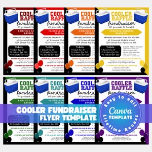 Editable Cooler Raffle Ticket Fundraiser Flyer Raffle Fundraiser Template Sports Fundraiser PTO PTA Church School Charity Raffle Ticket