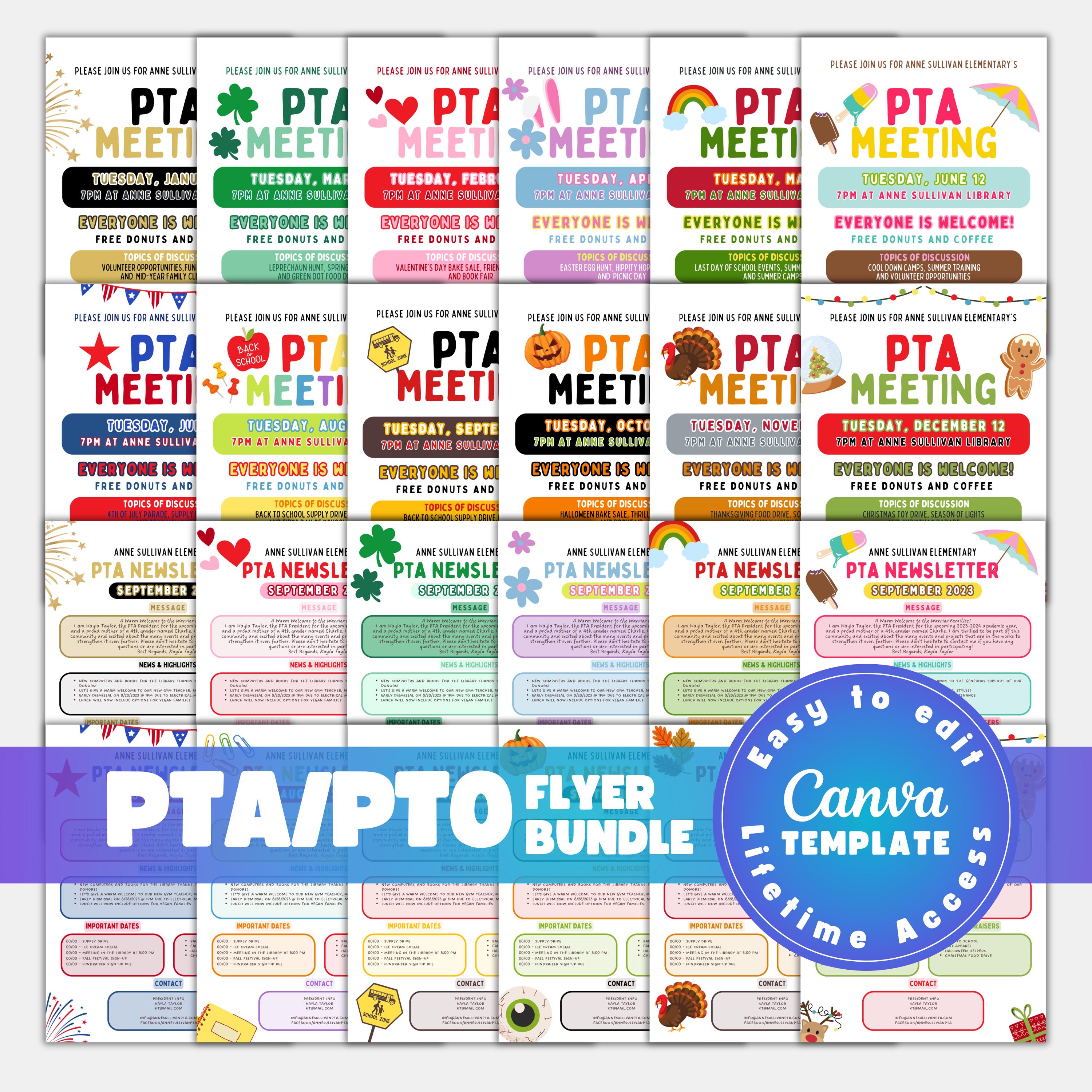 PTA PTO Flyer Bundle, Editable PTO Recruitment Flyer Template, Pta ...