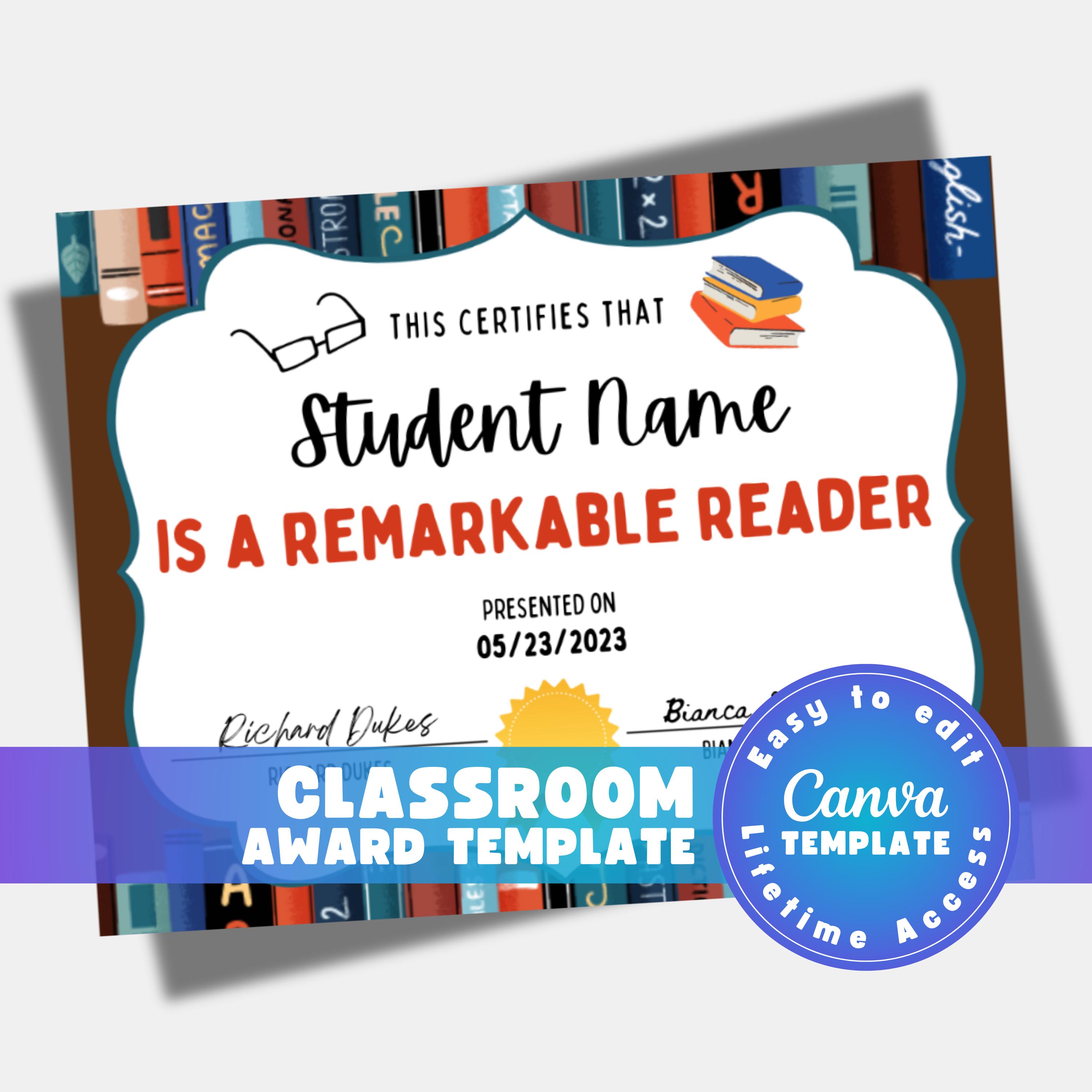 Award Certificate Templates For Elementary School