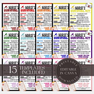 Editable Nurse Survival Kit Team Survival Kit Printable  Template Bundle Registered Nurse Appreciation Gift for Nursing Students