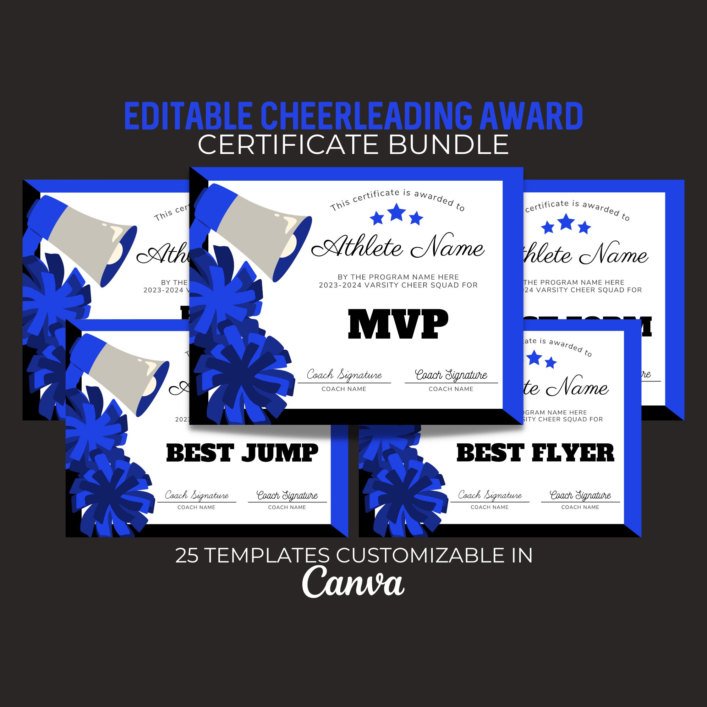 Editable Cheerleading Certificate Cheer Squad Awards Etsy