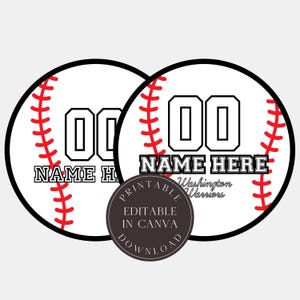 Bearbeitbare Baseball-Mannschaft Sport Tags Unterstand und Umkleideraum Hangtags Favor Tags mit benutzerdefinierten Namen und Zahlen DIY Vorlage zum Herunterladen