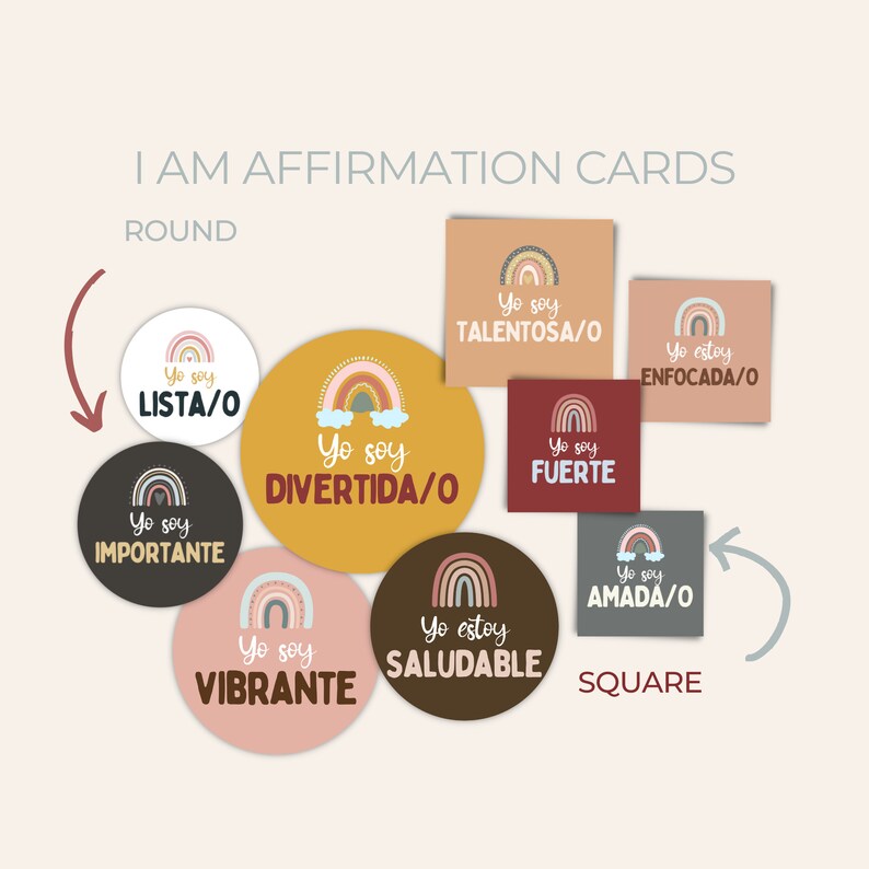 Editable Boho Rainbow Spanish Affirmation Station, Spanish Classroom