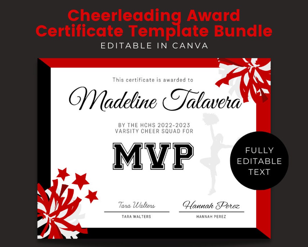 Editable Cheerleading Certificate, Cheer Squad Awards, Printable Cheer ...