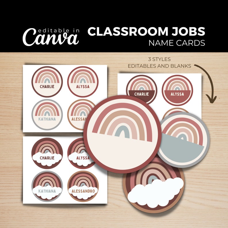 Editable Boho Rainbow Classroom Job Display, Boho Classroom Decor