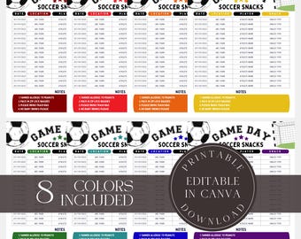 Editable Soccer Snack Sign up Sheet, Game Day Schedule Canva Template ...