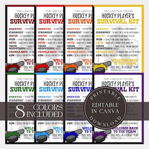 Editable Hockey Survival Kit Team Survival Kit Printable  Template Bundle Appreciation Gift Tags Hockey Gift Team Appreciation Kit