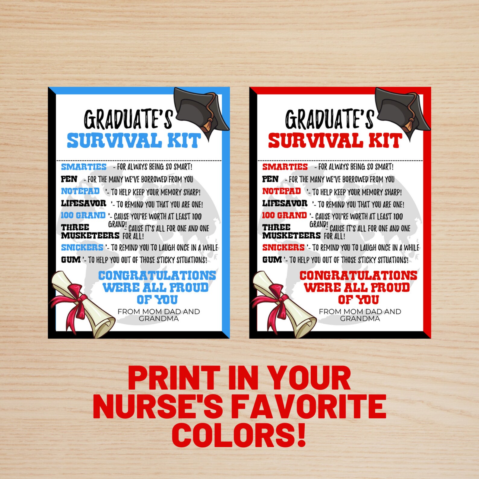 Graduate's Survival Kit Team Survival Kit Printable - Etsy