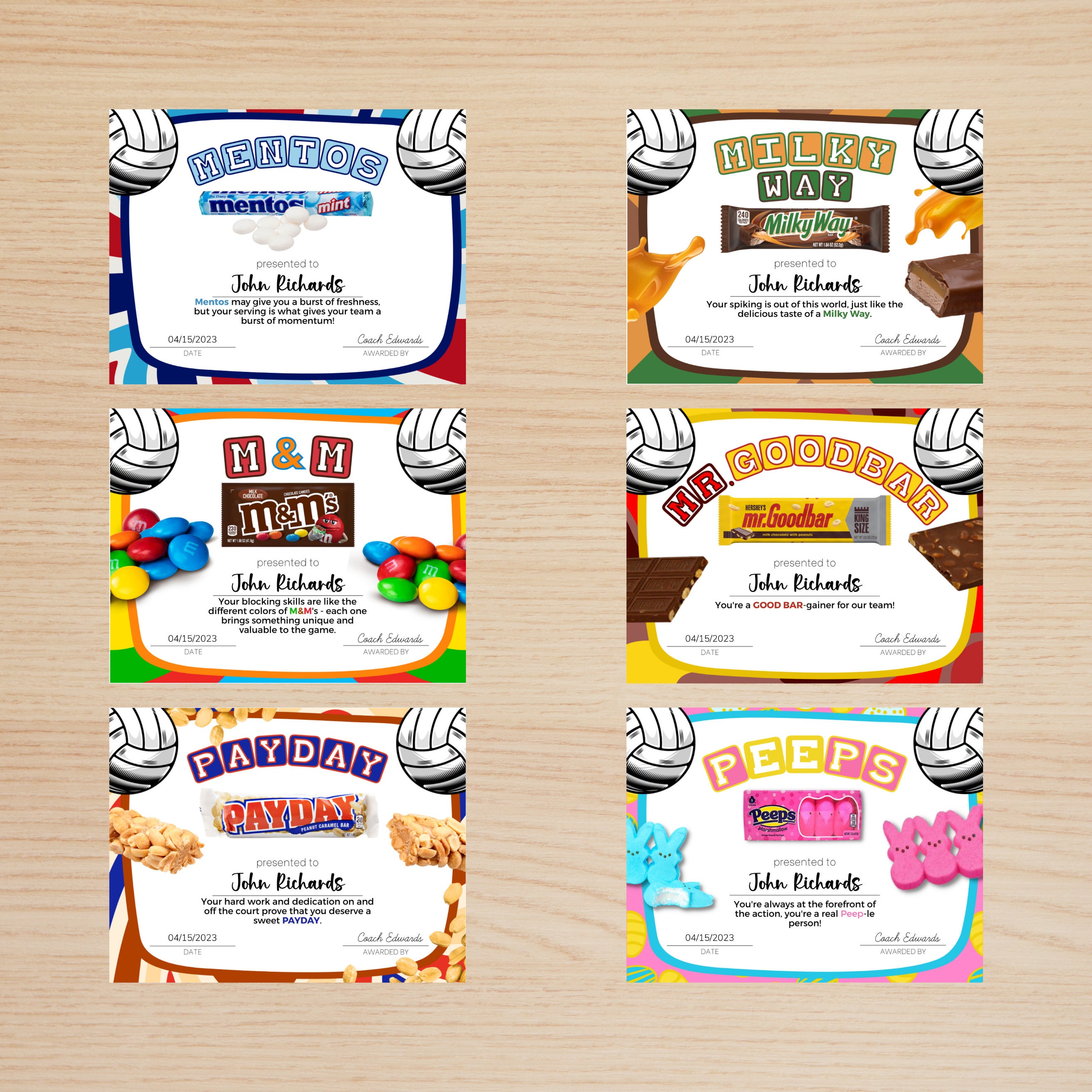 End of Season Volleyball Candy Bar Awards Bundle Editable Etsy