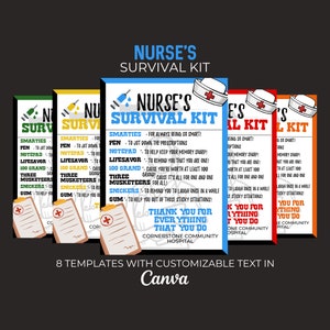 Nurse Survival Kit Team Survival Kit Printable Editable Canva Template ...