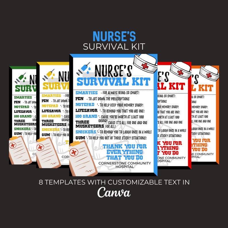 Nurse Survival Kit Team Survival Kit Printable Editable Canva - Etsy