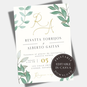 Bewerkbare Invitaciones De Boda en Español Invitaciones Para Editar en Imprimir Spaanse huwelijksuitnodiging Spaanse feestuitnodiging