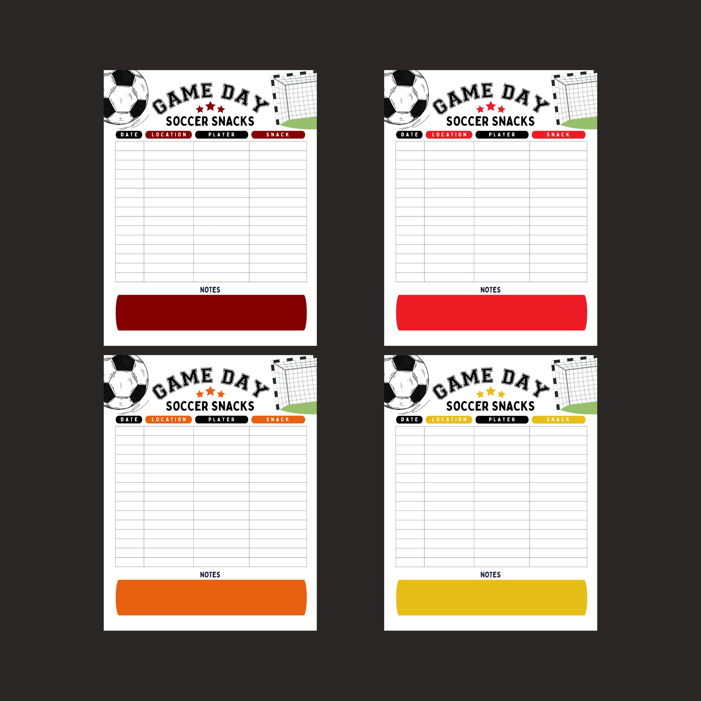 Editable Soccer Snack Sign up Sheet Game Day Schedule Canva Etsy