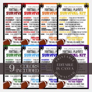 Editable Football Survival Kit Team Survival Kit Printable  Template Bundle Appreciation Gift Tags Gift Football Team Appreciation Kit