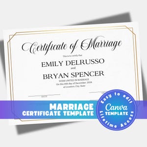 Editable Wedding Certificate Template Marriage Vow Renewal (Digital Download)