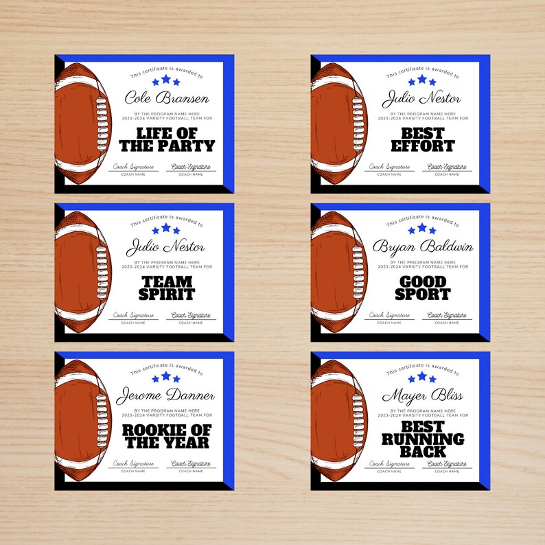Editable Football Awards Bundle, Football Award Certificate, Team Party