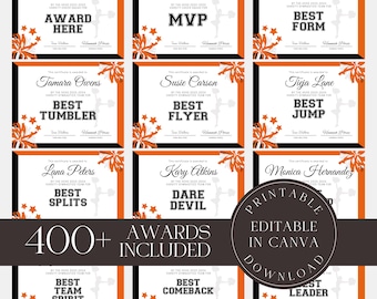Personalized Cheer Awards | Cheerleading Certificate Template | Editable Cheer Superlatives Appreciation Awards | Custom End of Year Awards
