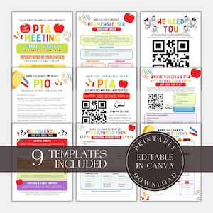 Editable PTA / PTO Bundle With Recruitment Flyers Newsletter Calendar of Events & Membership Forms School Volunteers Teachers, Parents